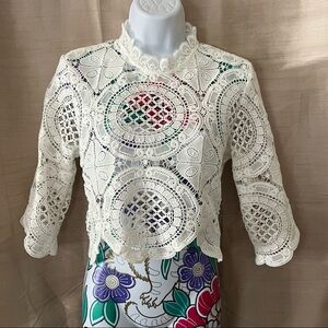 Forever 21 White Lace Mock Neck Blouse